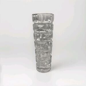 Vintage MCM Sklo Union Clear Czech Pressed Clear Glass Rudolpj Jurniki Vase